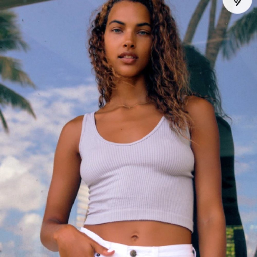 Free People Solid Rib Lavender Cropped Tank Top NWT